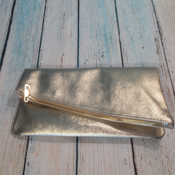 ASOS Handbags - Asos Soft Gold Metallic Foldover Clutch Bag